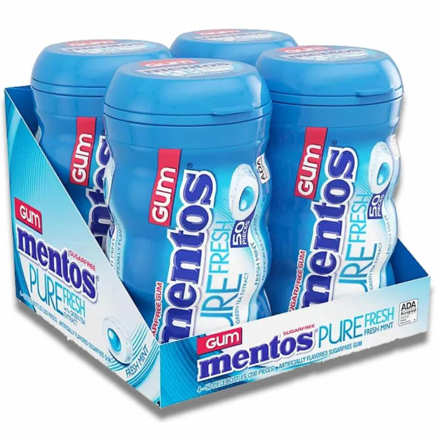 Mentos Pure Fresh Sugar Free Gum, Fresh Mint, 50 Pieces, 4 ct